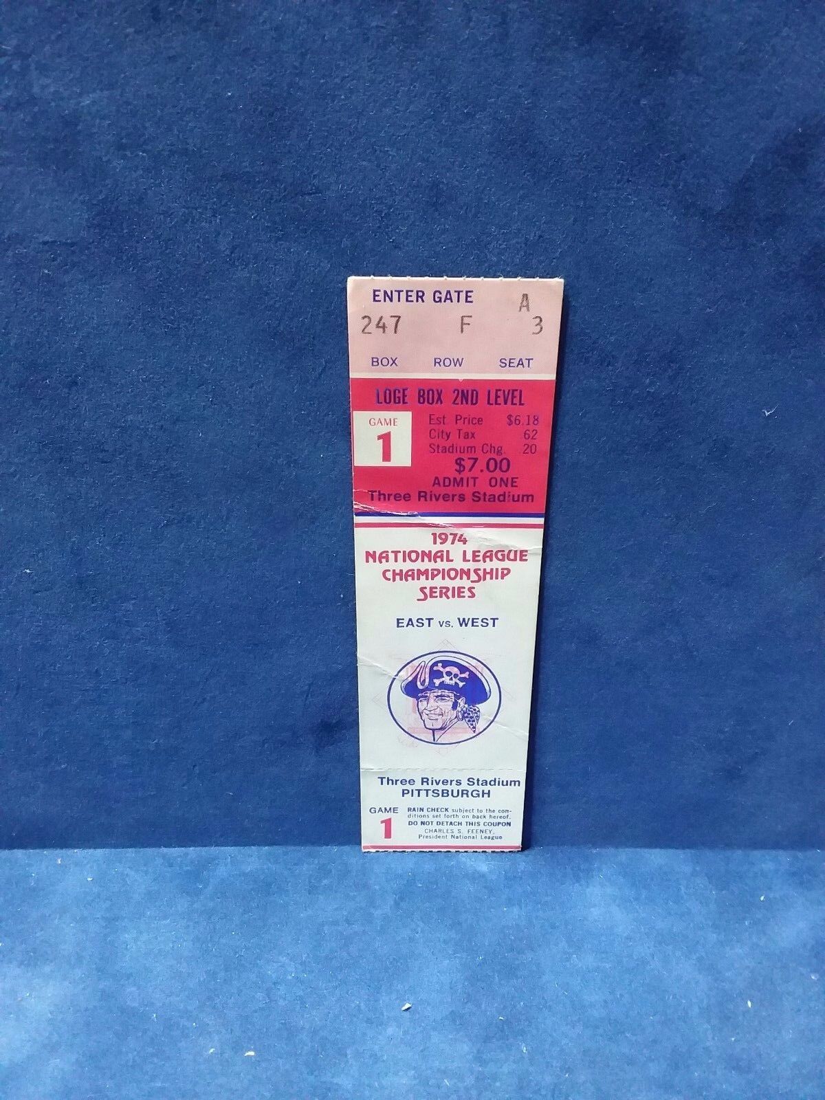 1974 PIRATES NLCS game 1 BASEBALL PLAYOFF TICKET STUB vs Dodgers