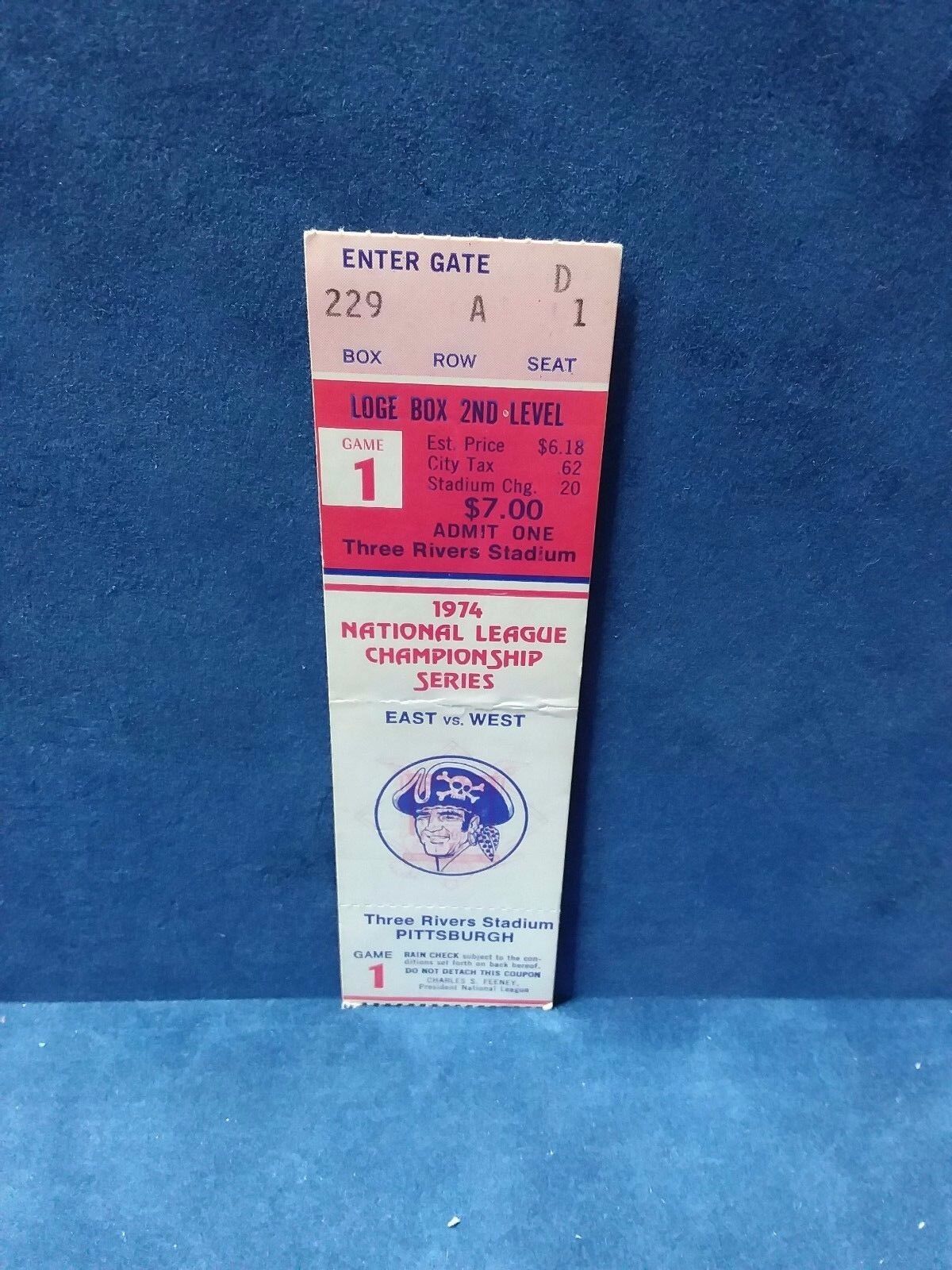 1974 PIRATES NLCS game 1 BASEBALL PLAYOFF TICKET STUB vs Dodgers