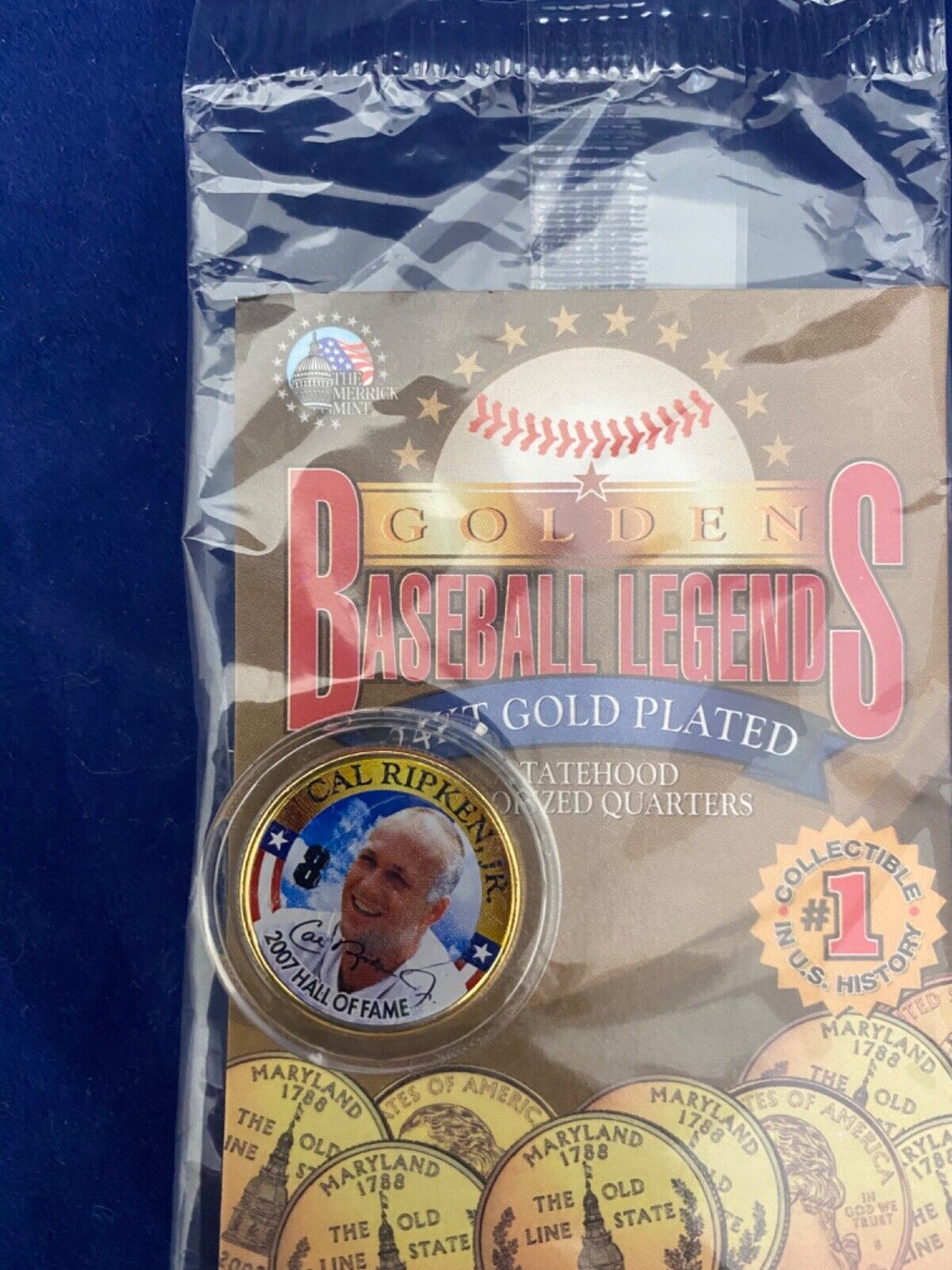 Golden Baseball Legends 24KT Gold Plated Colorized Quarter Cal Ripken Jr.