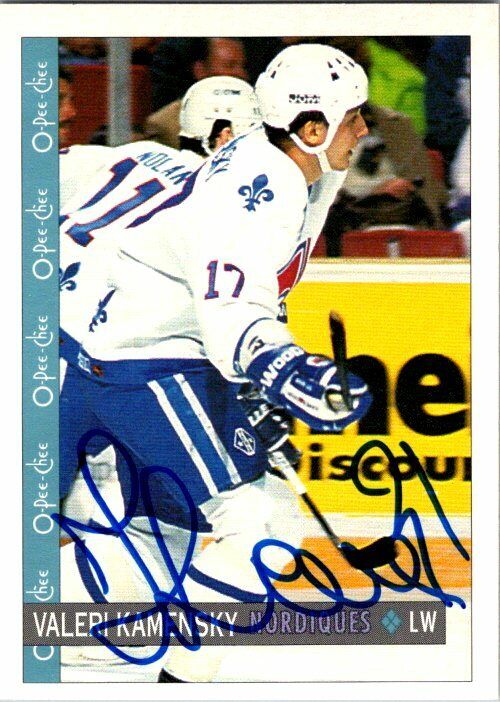 Valeri Kamensky Quebec Nordiques Hand Signed 1992-93 OPC Card #266 NM-MT