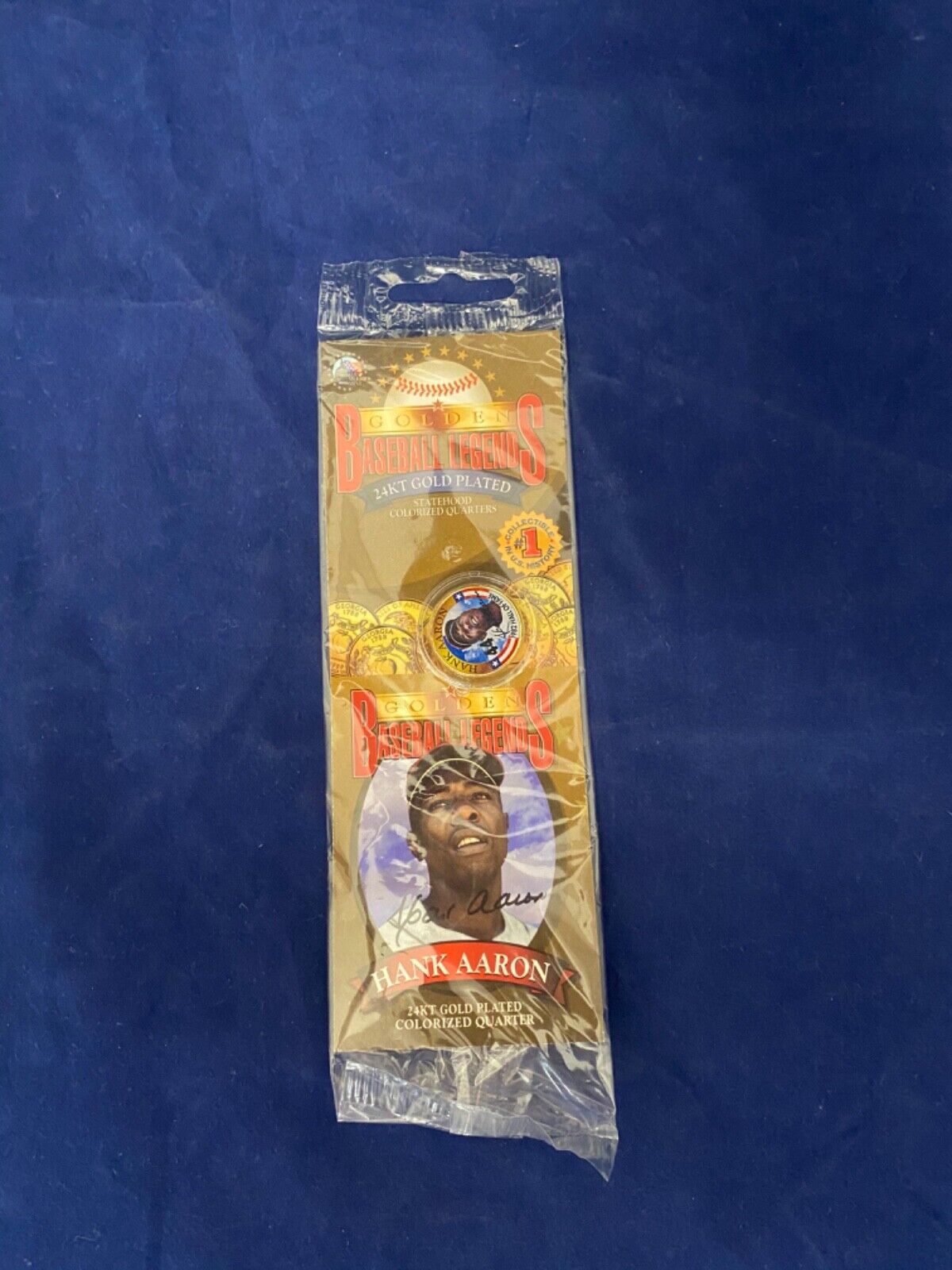 Golden Baseball Legends 24KT Gold Plated Colorized Quarter Hank Aaron