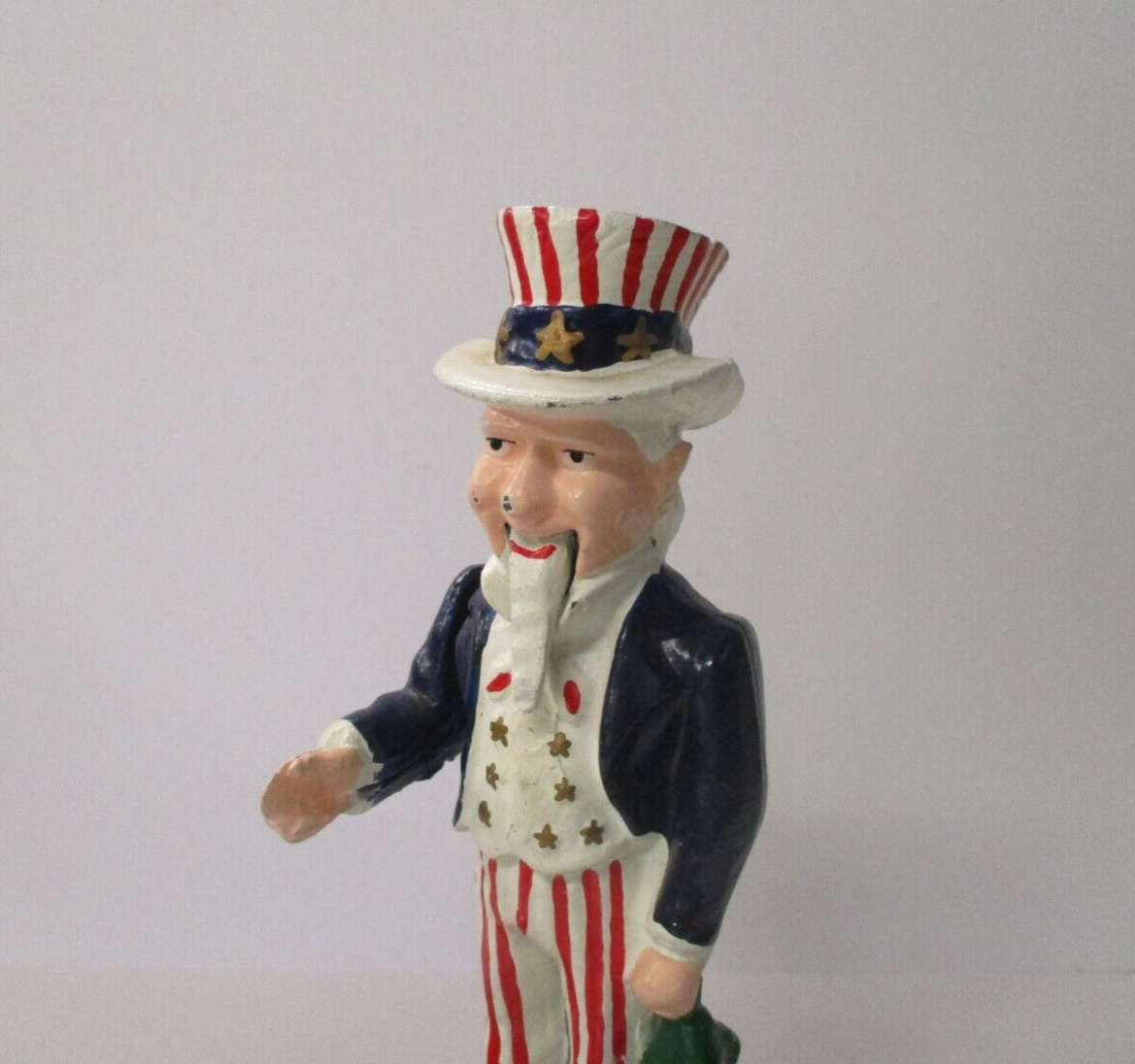 Uncle Sam Piggy Bank With Handled Coin Slot Die cast metal works