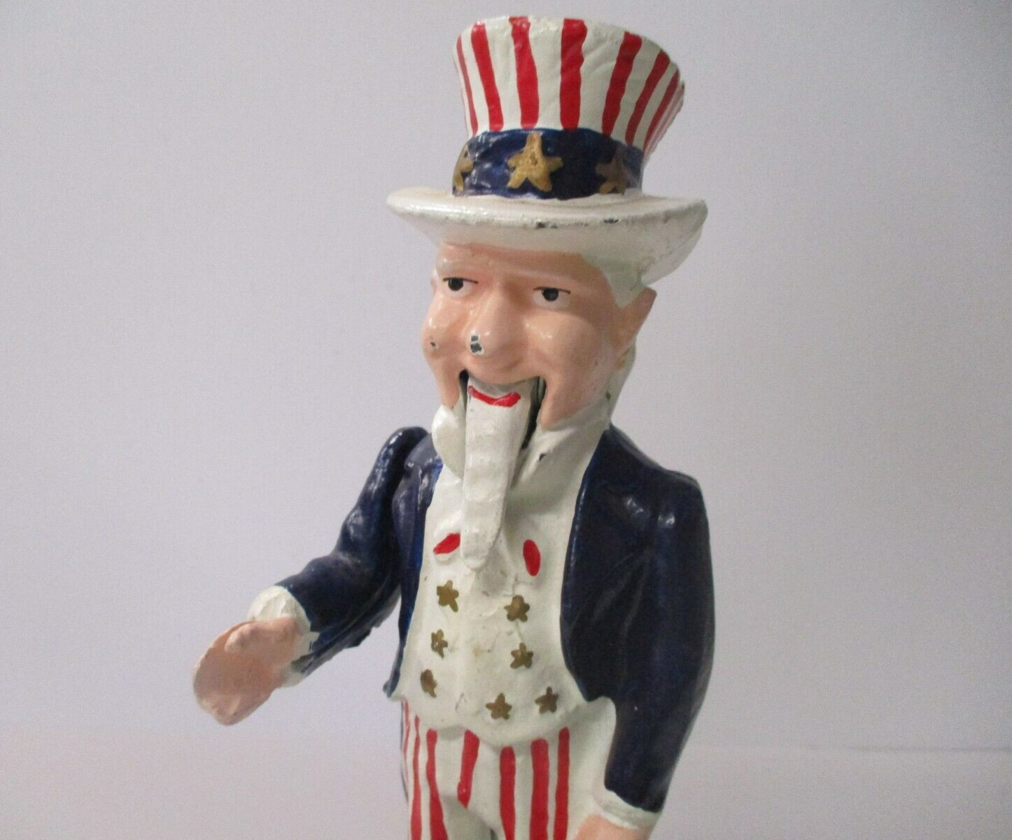 Uncle Sam Piggy Bank With Handled Coin Slot Die cast metal works