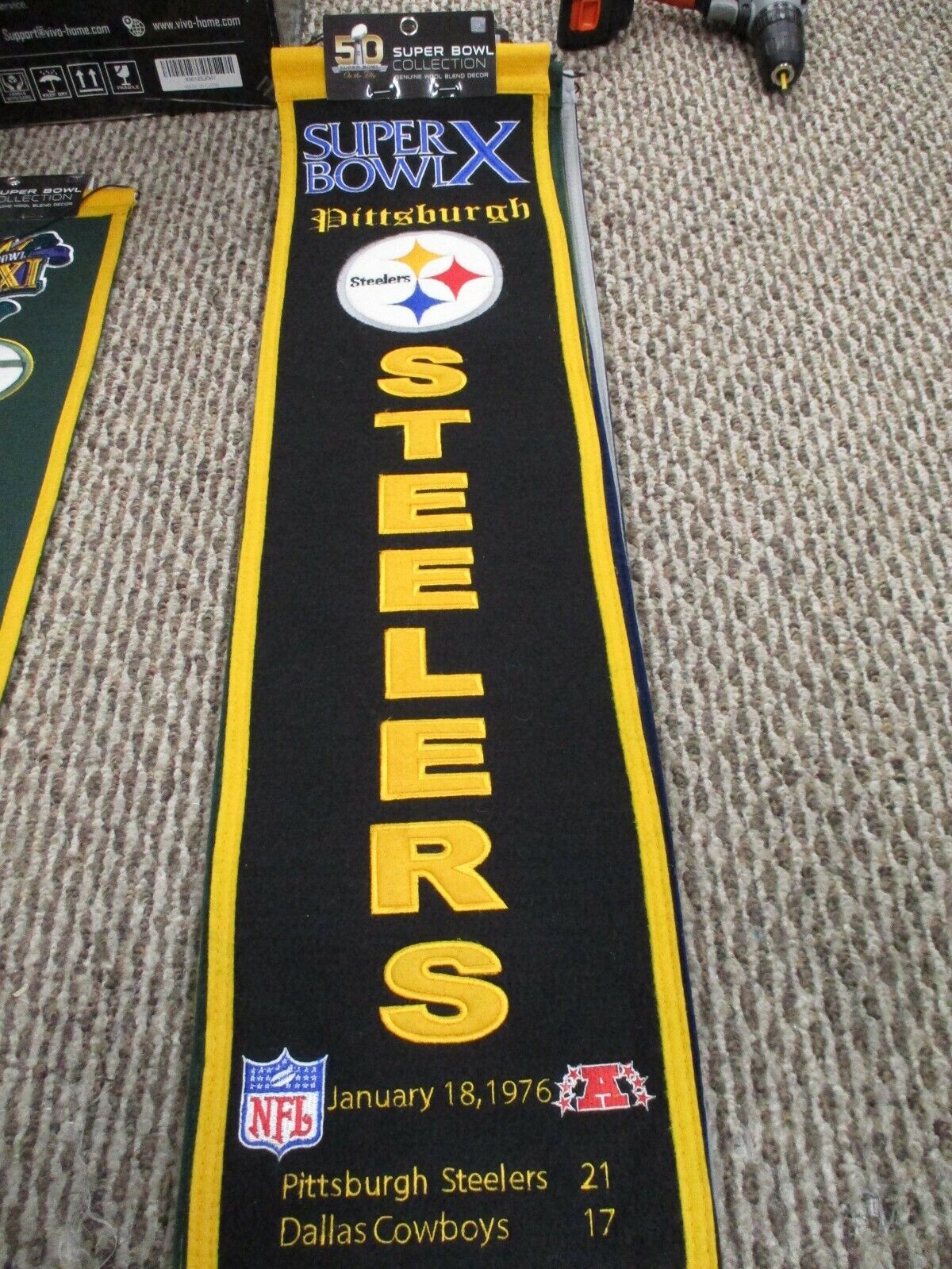 Pittsburgh Steelers Super Bowl X Champions Embroidered Banner Heritage