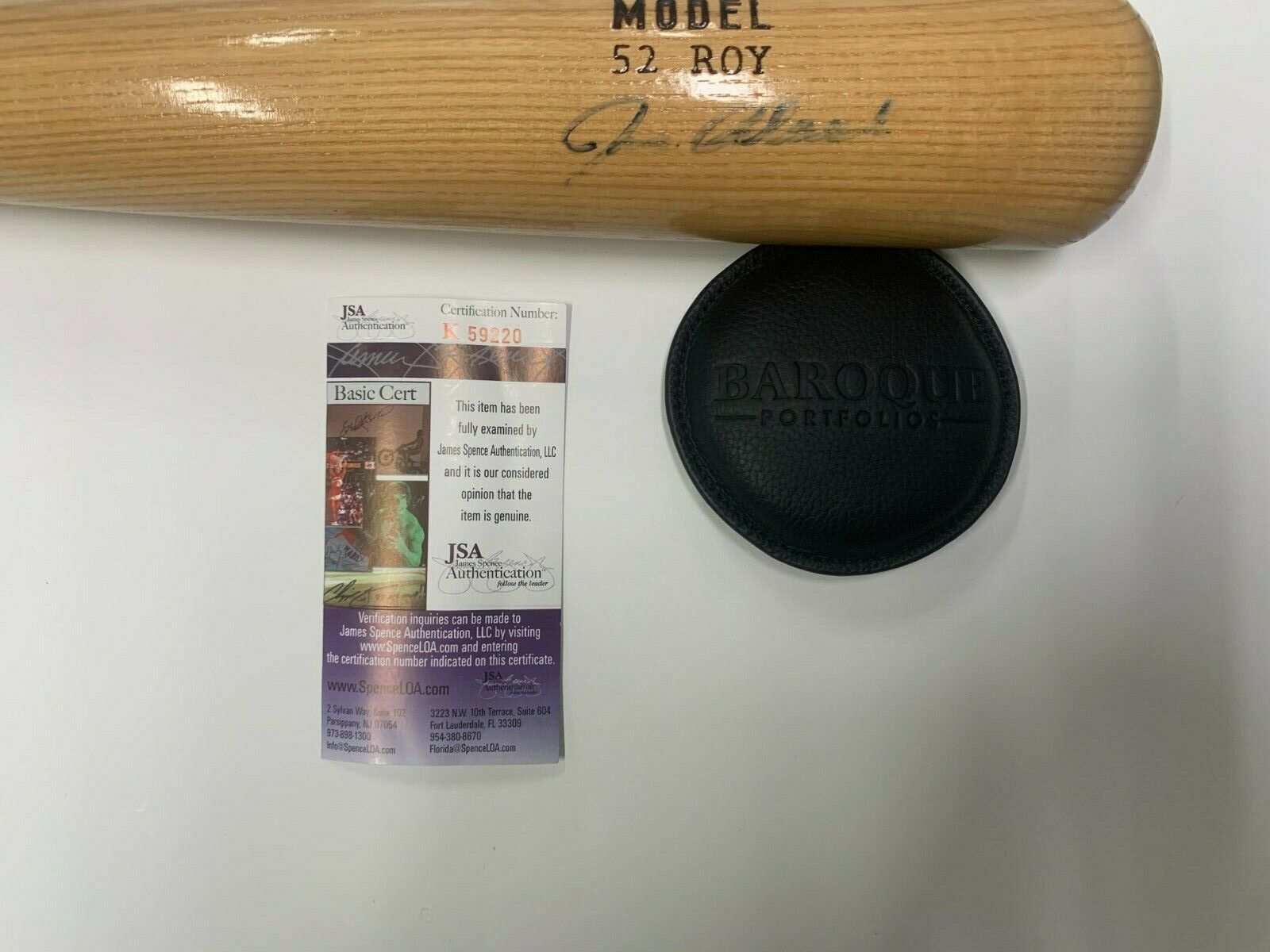 Joe Black Autographed Signed Young Bat Model 52 ROY Baseball Bat JSA COA #K59220