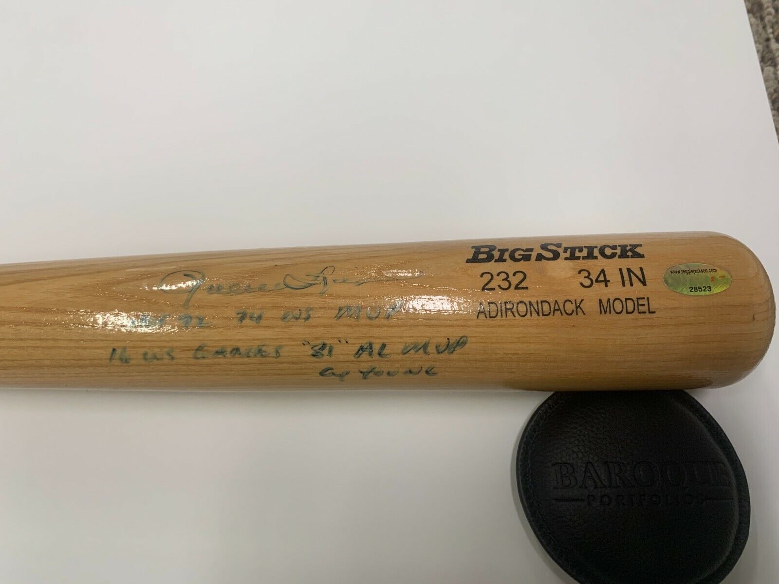 Rollie Fingers Autographed Signed Bat HOF and Stats Signed Reggie Jackson SOA