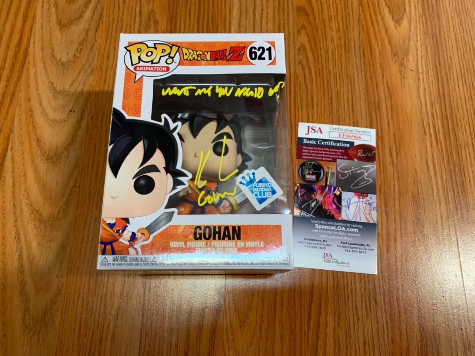 Funko Pop Autographed Kyle Hebert Dragonball Z “Gohan” Actor JSA EE96966 Inside