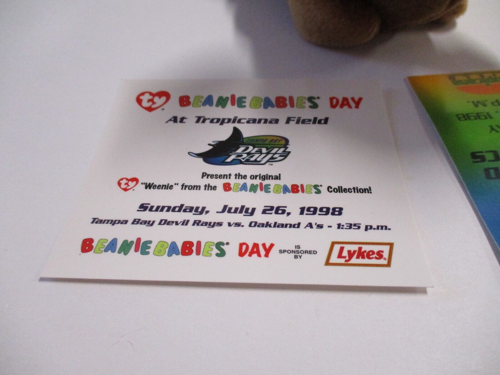 Ty Beanie Babies Day Tampa Bay Devil Rays 7/26/1998 Dachshund Dog With Case