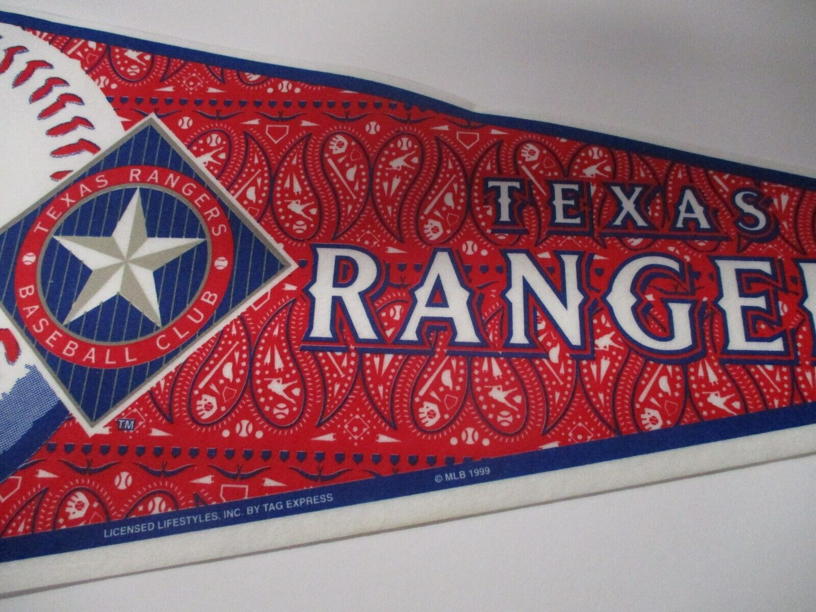 Texas Rangers Baseball Club MLB Official Pennant Flag with Tag Made in USA