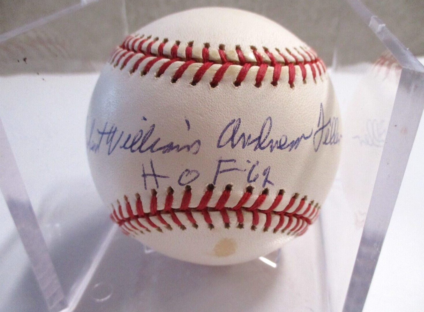 Robert Williams Andrew Feller Full Name Autographed Baseball Bob Feller JSA