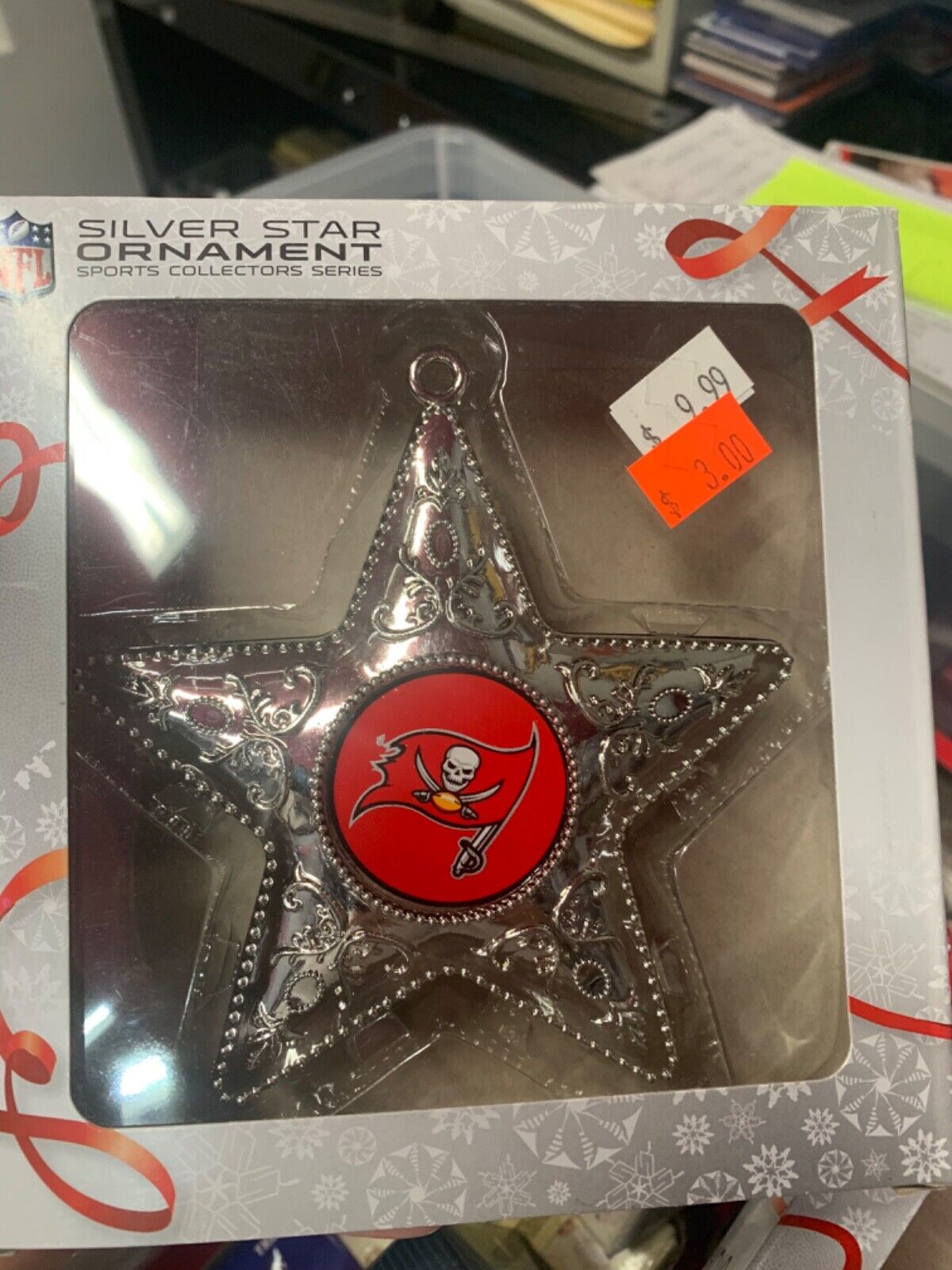 Tampa Bay Buccaneers Silver Star Ornament