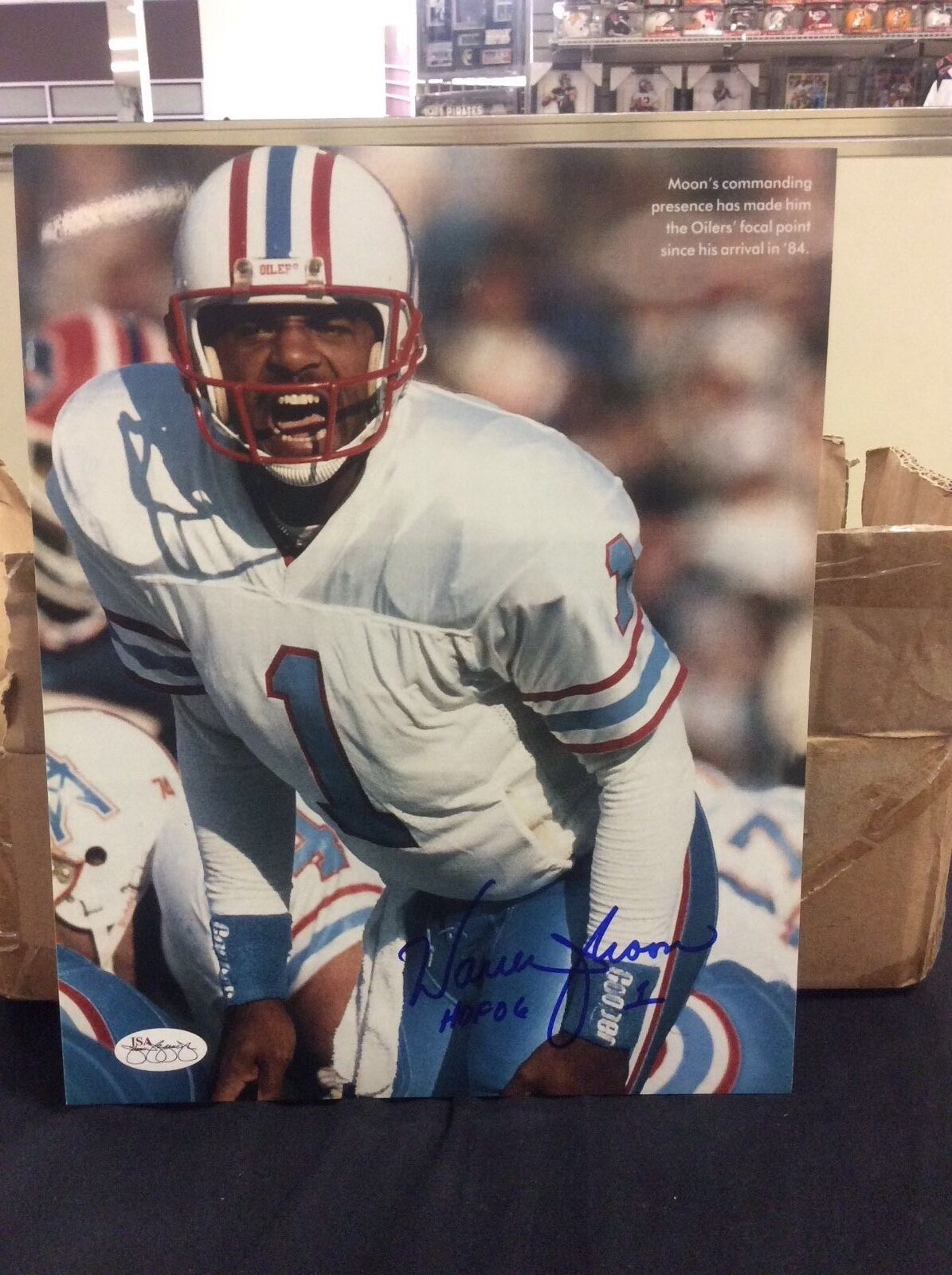 Warren Moon signed 8x10 photo JSA SOA autograph Houston Oilers