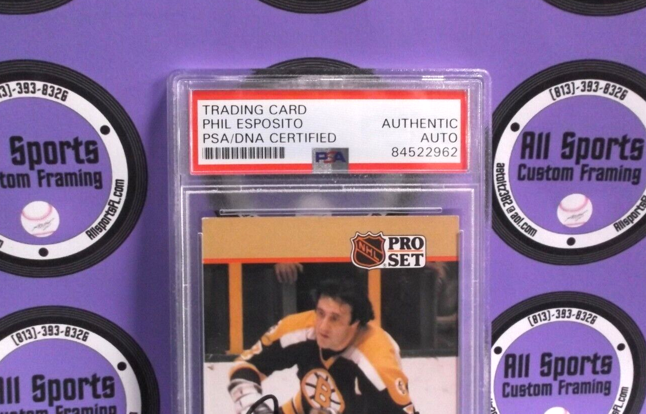 Phil Esposito Boston Bruins Autographed 1990 Pro Set Hockey Card #403 PSA