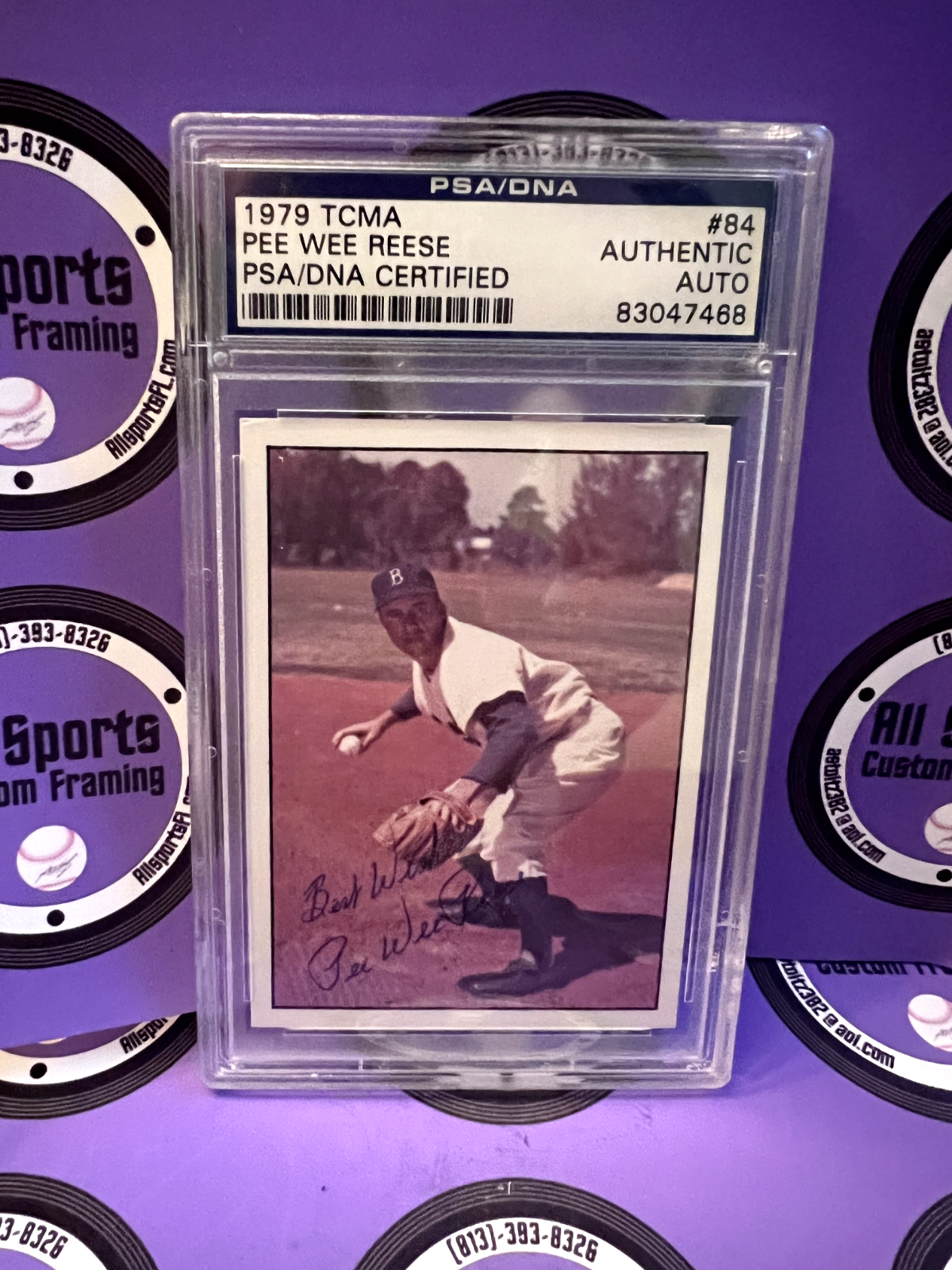 Pee Wee Reese Dodgers Autographed 1979 TCMA Baseball Card #84 Certified by PSA