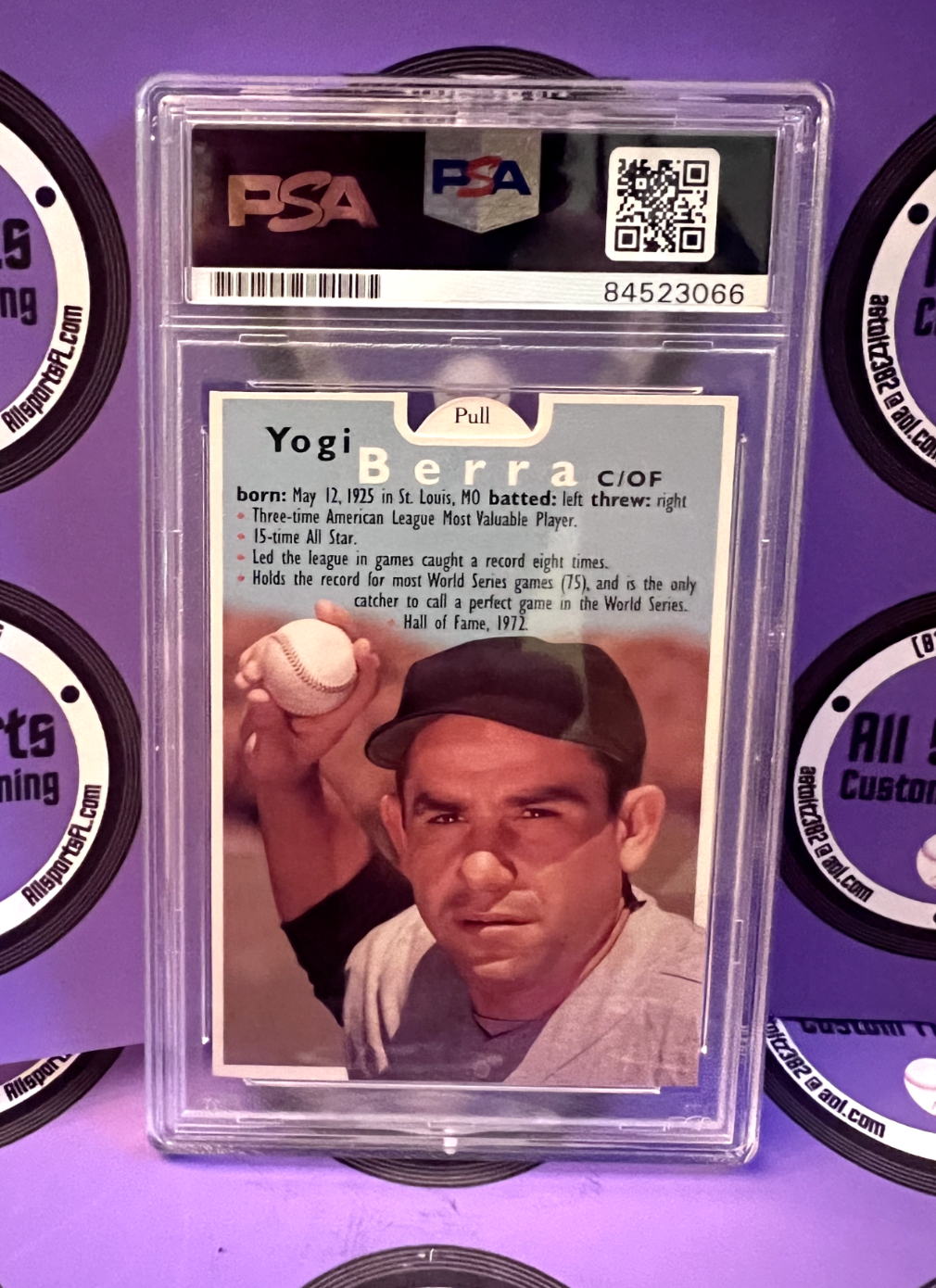 Yogi Berra Yankees Autographed Stouffers LOB Card #1/5 C/OF Certified by PSA