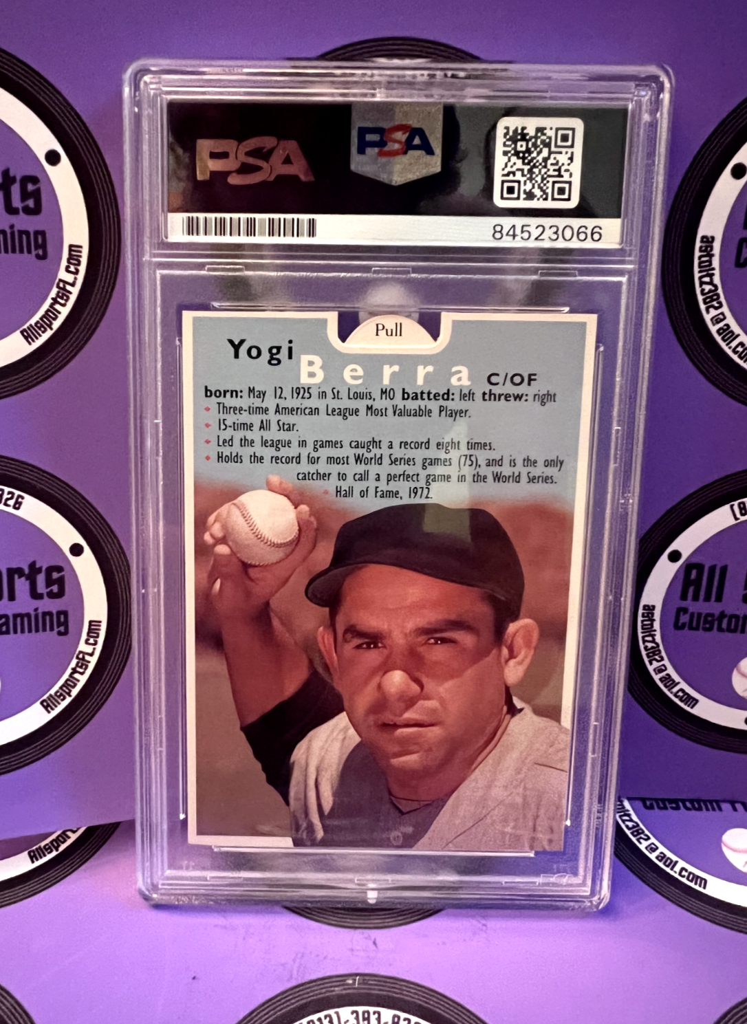 Yogi Berra Yankees Autographed Stouffers LOB Card #1/5 C/OF Certified by PSA