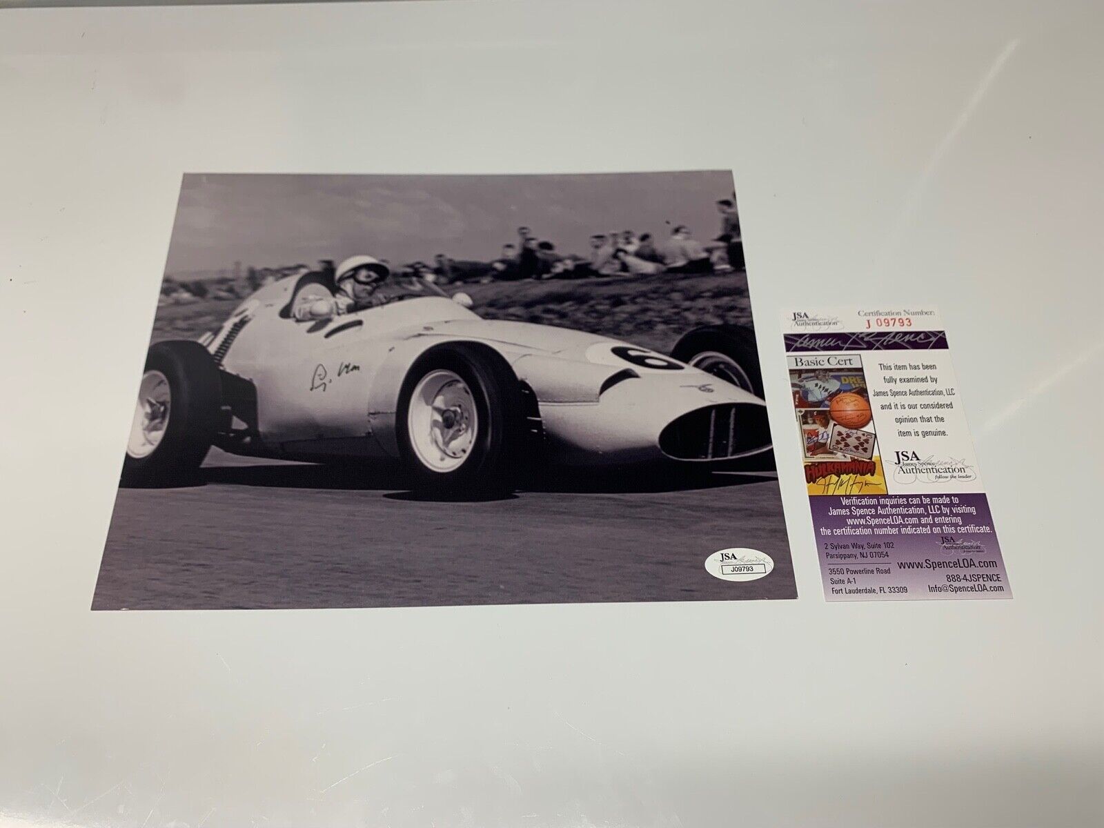 Stirling Moss Racing Driver Autographed 8x10 Photo JSA Certified #J09793