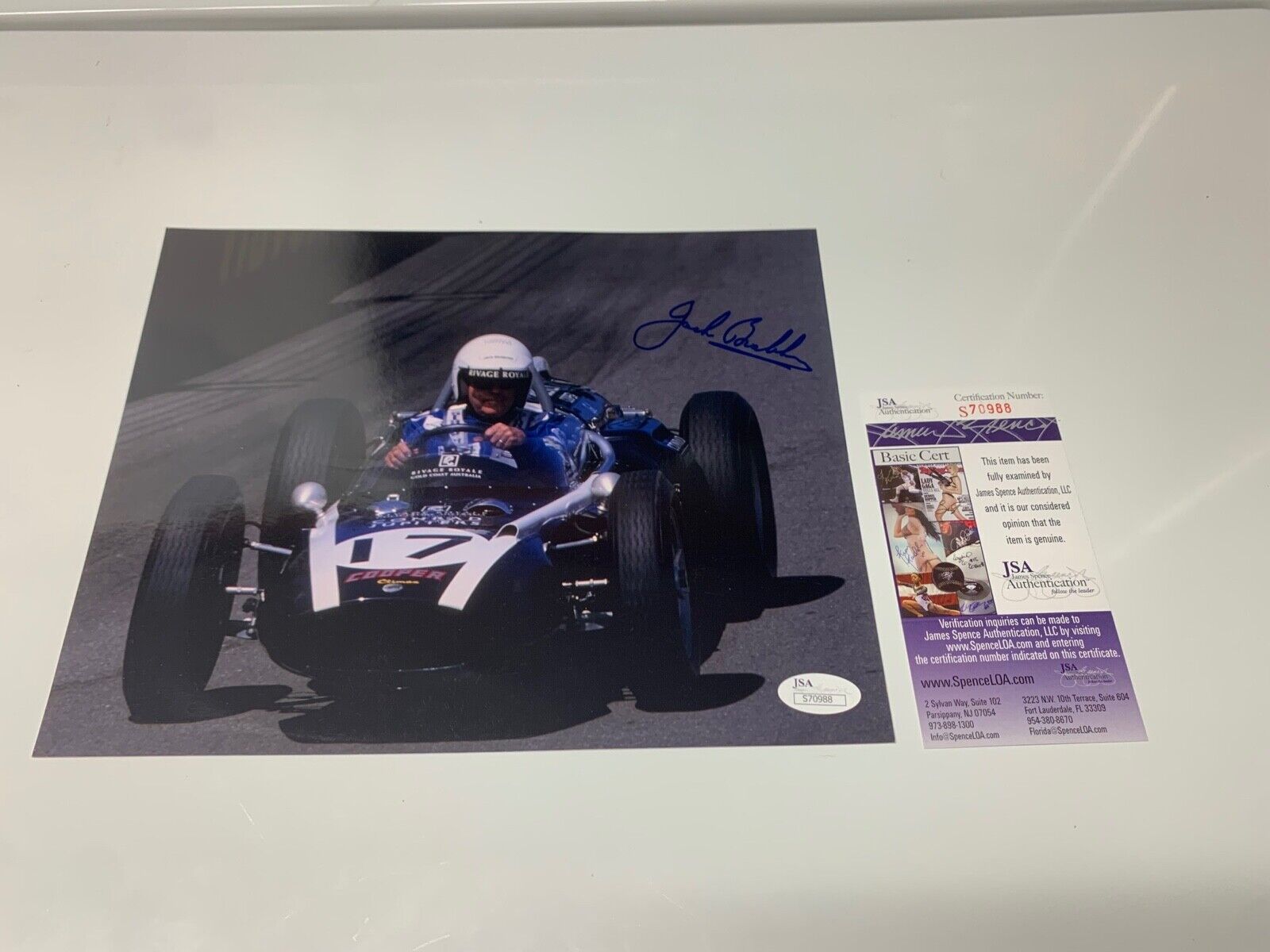 Jack Brabham Racing Autographed 8x10 Photo JSA Certified #S70988 F1 Champ