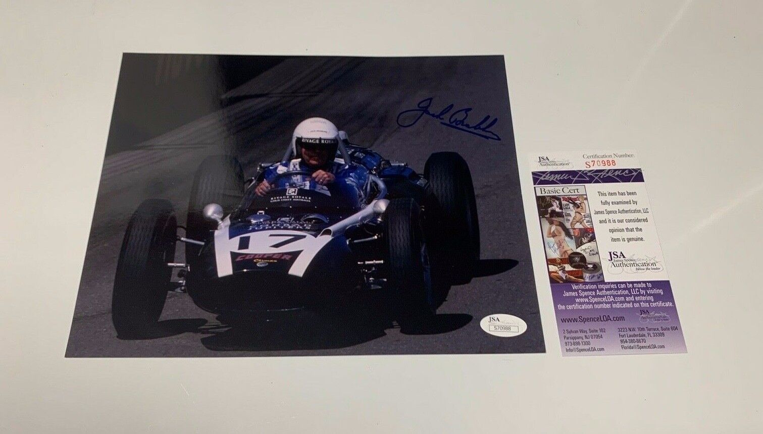 Jack Brabham Racing Autographed 8x10 Photo JSA Certified #S70988 F1 Champ