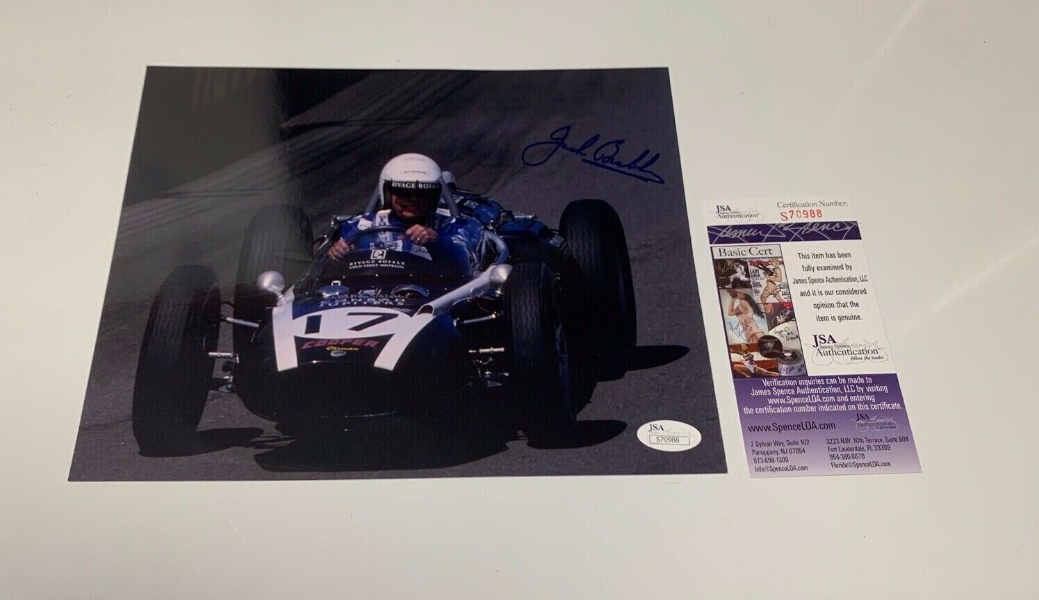 Jack Brabham Racing Autographed 8x10 Photo JSA Certified #S70988 F1 Champ