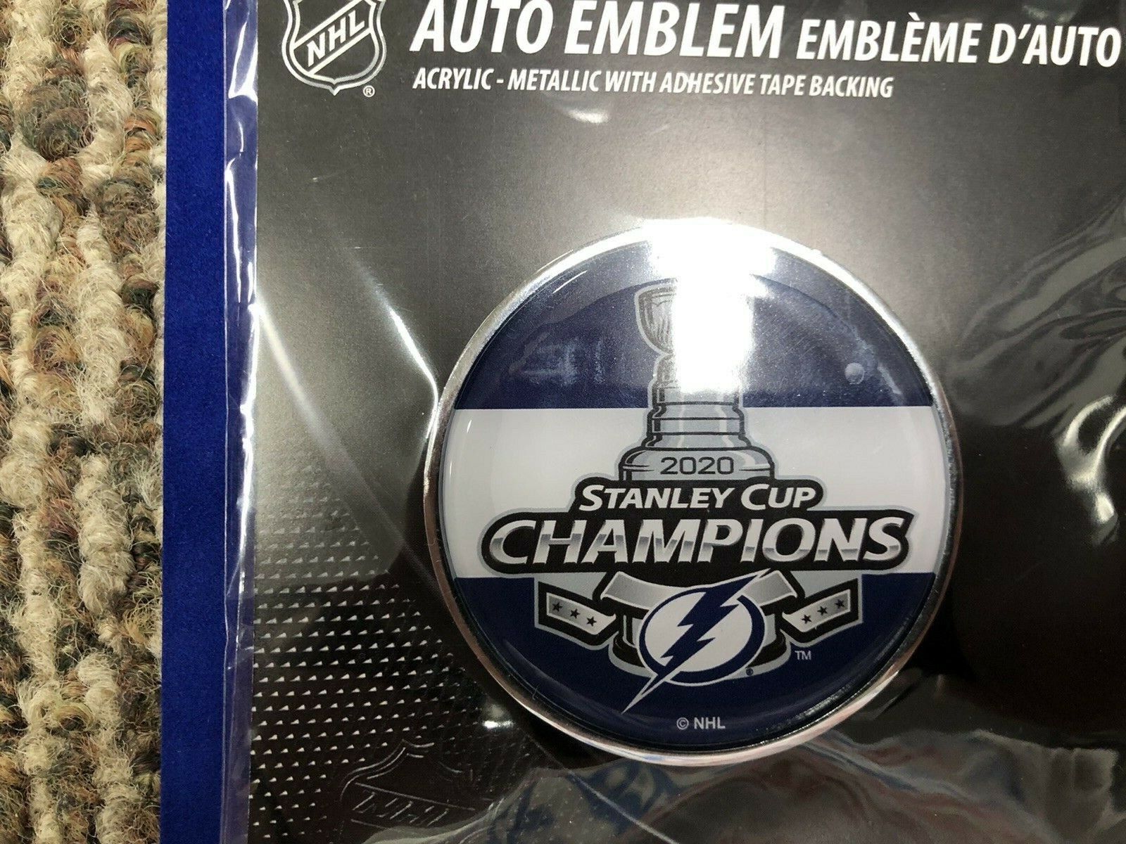 Tampa Bay Lightning 2020 Stanley Cup Champions Auto Emblem Metal  2 1/2 inch