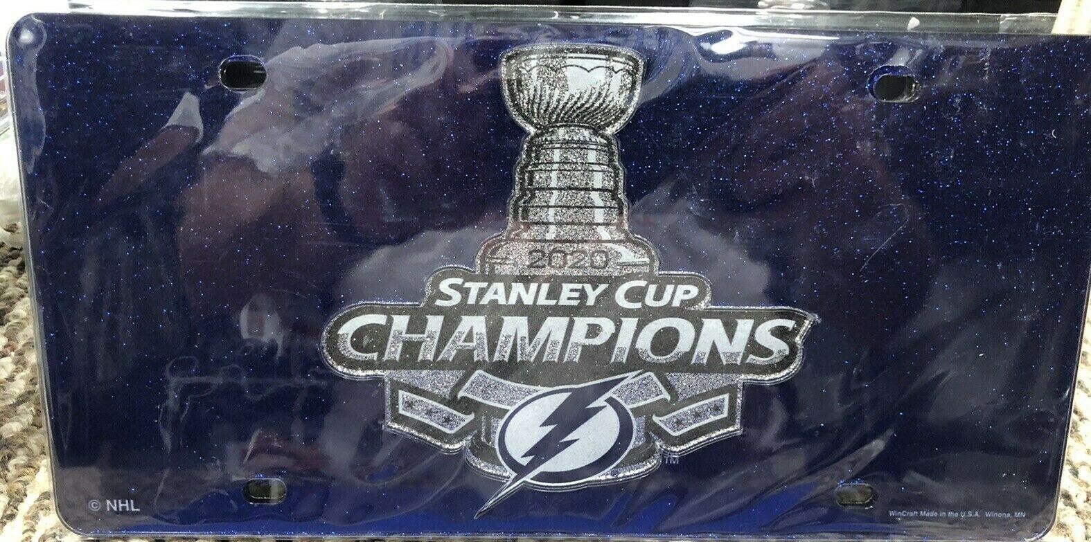 Tampa Bay Lightning 2020 Stanley Cup Champions Glitter License Plate NEW