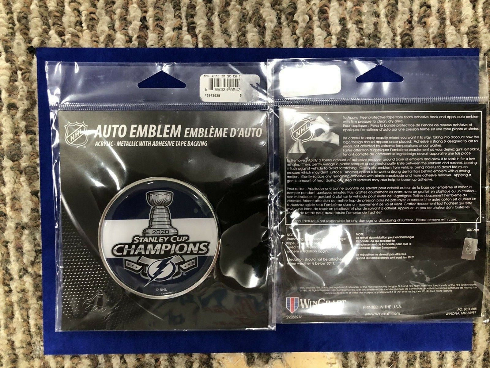 Tampa Bay Lightning 2020 Stanley Cup Champions Auto Emblem Metal  2 1/2 inch