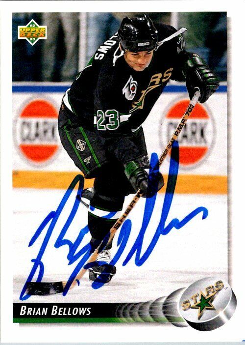 Brian Bellows Dallas Stars Hand Signed 1992-93 UD Hockey Card #172 NM-MT