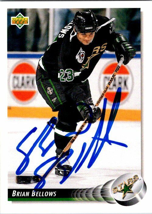 Brian Bellows Dallas Stars Hand Signed 1992-93 UD Hockey Card #172 NM-MT