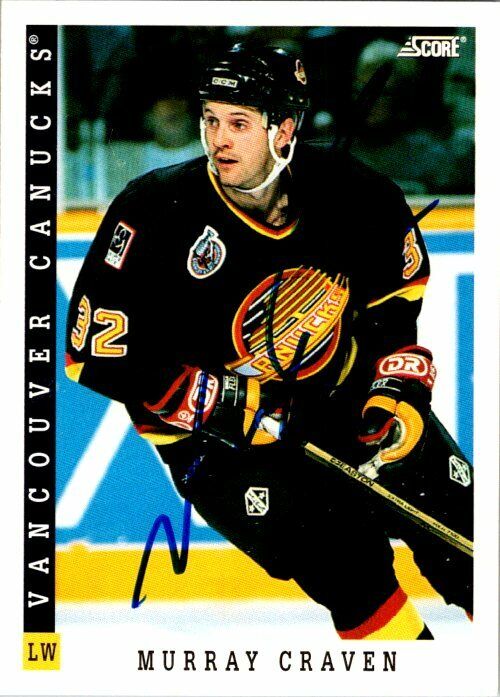 Murray Craven Vancouver Canucks Hand Signed 1993-94 Score Hockey Card #49 NM-MT