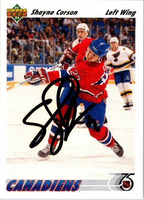 Shayne Corson Montreal Candadiens Hand Signed 1991-92 Upper Deck Card #282