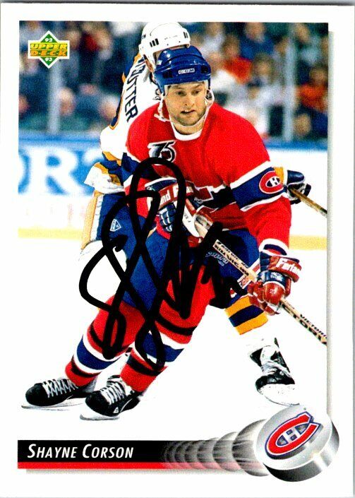 Shayne Corson Montreal Canadiens Hand Signed 1992-93 UD Card #330 NM-MT