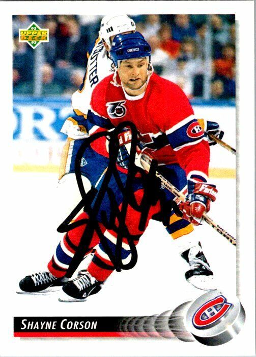 Shayne Corson Montreal Canadiens Hand Signed 1992-93 UD Card #330 NM-MT