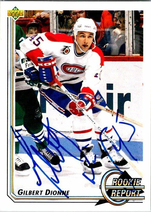 Gilbert Dionne Montreal Canadiens Hand Signed 1992-93 UD Hockey Card #356 NM-MT