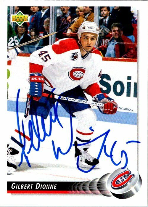 Gilbert Dionne Montreal Canadiens Hand Signed 1992-93 UD Hockey Card #427 NM-MT