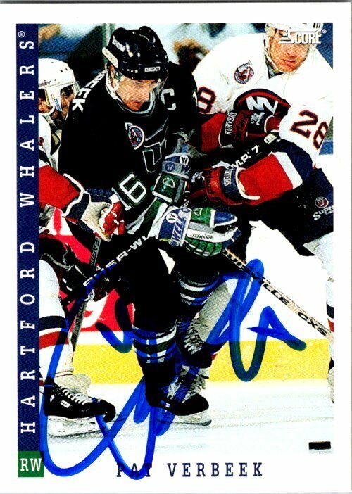 Pat Verbeek Hartford Whalers Hand Signed 1993-94 Score Hockey Card #10 NM-MT