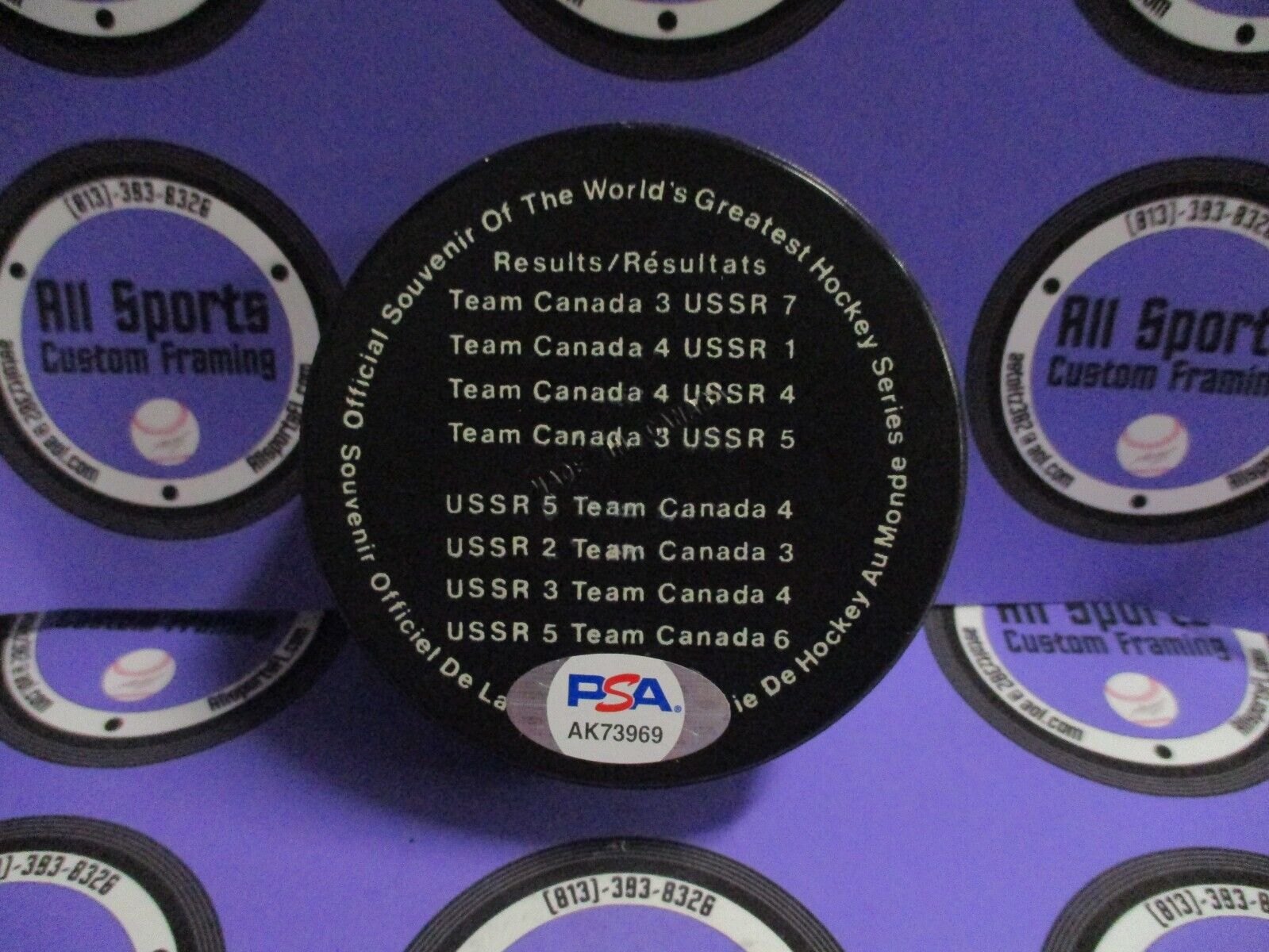 Vladislav Tretiak and Paul Henderson Autographed Canada Hockey Puck PSA #AK73969