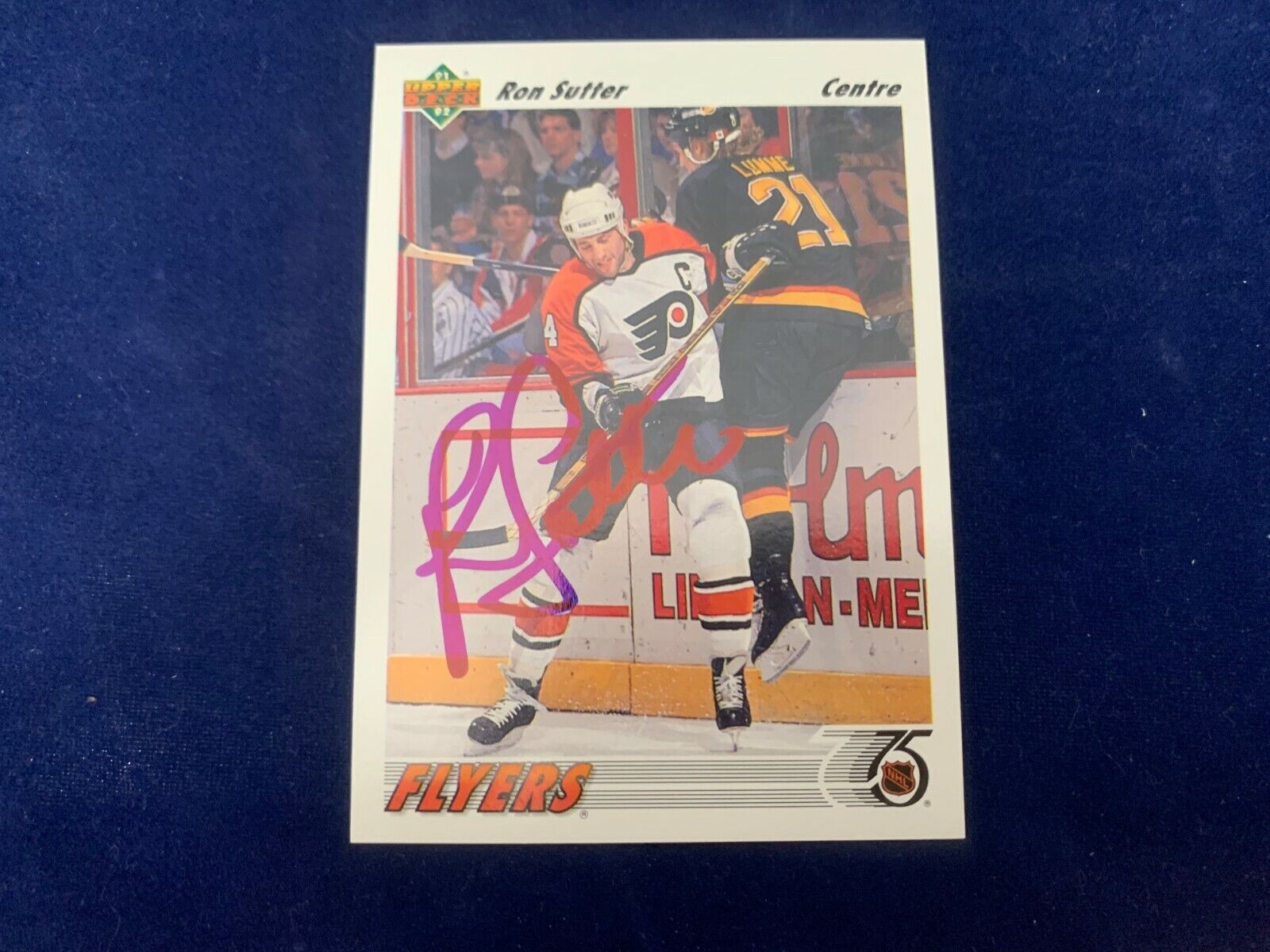 Ron Sutter Philadelphia Flyers Hand Signed 1991 Upper Deck Hockey Card #309 NM