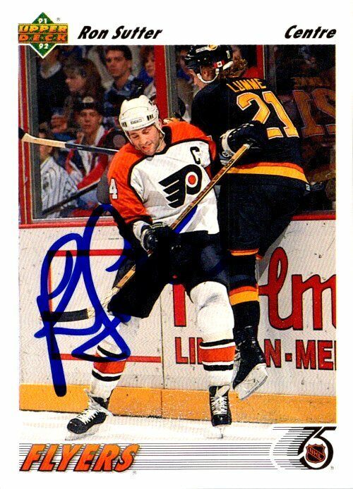 Ron Sutter Philadelphia Flyers Hand Signed 1991 Upper Deck Hockey Card #309 NM