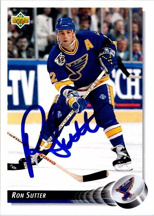 Ron Sutter St. Louis Blues Hand Signed 1992 Upper Deck Hockey Card #184 NM