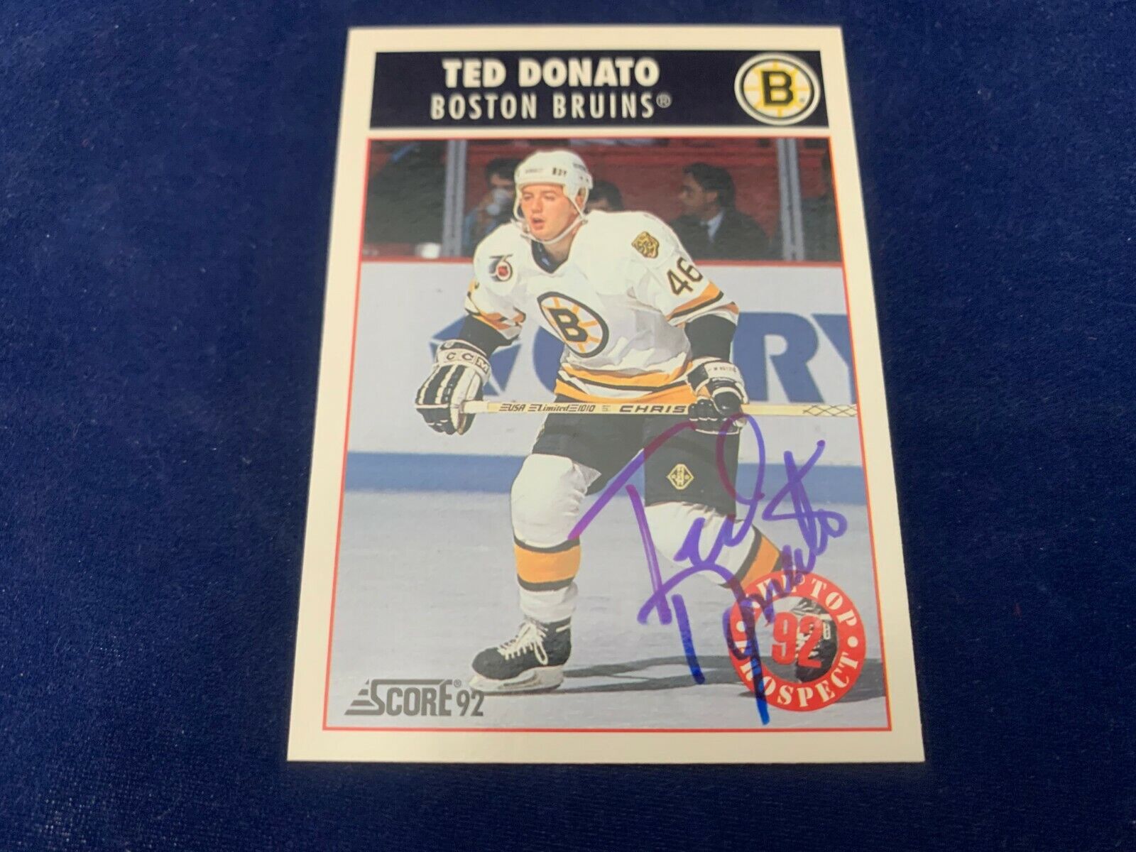 Ted Donato Boston Bruins Hand Signed 1992 Score Hockey Card #479 NM