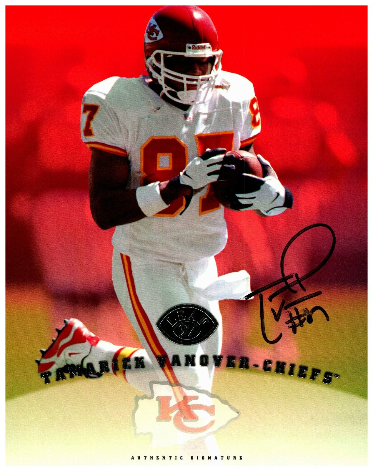 Tamarick Vanover Chiefs 97 Leaf Authentic Signature Autograph 8x10 Cardstock