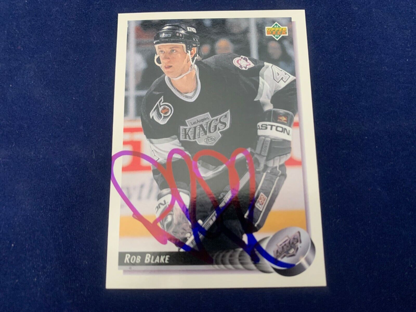 Rob Blake Los Angeles Kings Hand Signed 1992 Upper Deck Hockey Card #140 NM