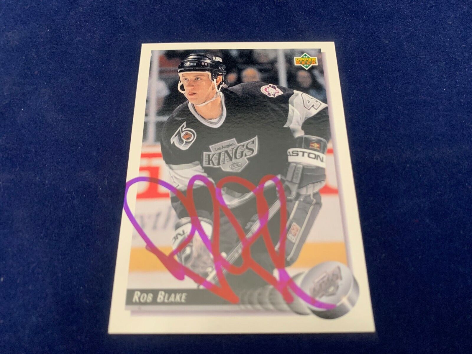 Rob Blake Los Angeles Kings Hand Signed 1992 Upper Deck Hockey Card #140 NM