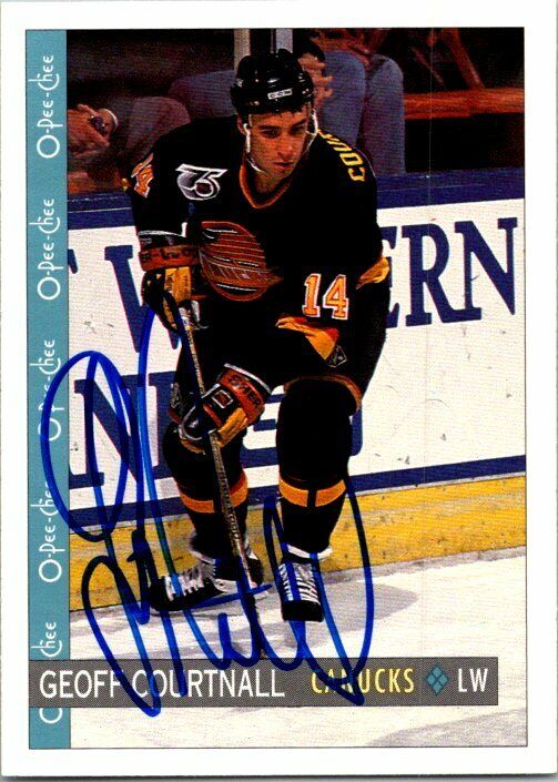 Geoff Courtnall Vancouver Canucks Hand Signed 1992 O-PEE-CHEE Hockey Card #176