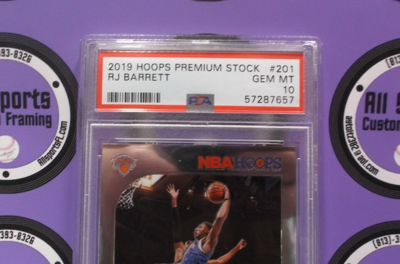 RJ Barrett Knicks 2019 NBA Panini Hoops Premium Stock Card #201 PSA Gem Mint 10