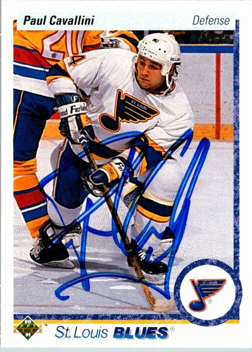 Paul Cavallini St. Louis Blues Hand Signed 1990 Upper Deck Hockey Card #281 NM