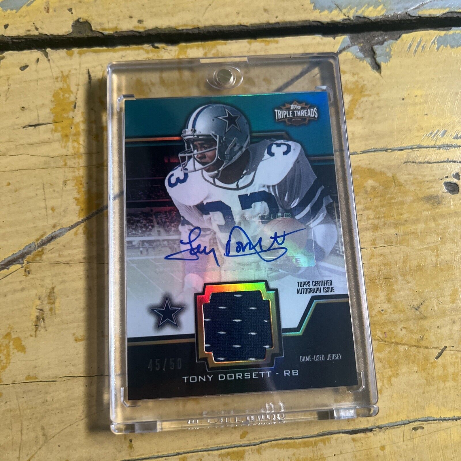 Tony Dorsett 2011 Topps Triple Threads Auto Jersey #45/50 Card #TTUAR-39 Cowboys