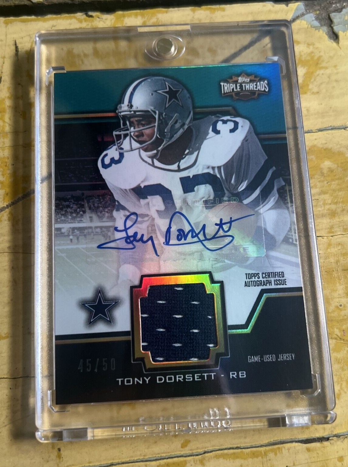 Tony Dorsett 2011 Topps Triple Threads Auto Jersey #45/50 Card #TTUAR-39 Cowboys