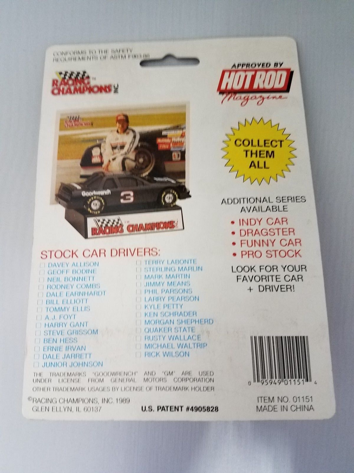 1990 Racing Champions Stock Car #28 Davey Allison with Collectors Card DieCast